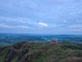 Lonely Sheep on a Mountain Top Looking Down the Valley in Peak D Royalty Free Stock Photo