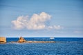 Lonely speed boat on Mallorca coast.