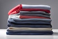 lonely stack of cotton plain clothes folded isolated on white background Royalty Free Stock Photo