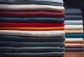 lonely stack of cotton plain clothes folded isolated on white background Royalty Free Stock Photo