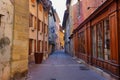 Lonely street in a sunday morning in old city of Annecy, France Royalty Free Stock Photo