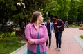 Lonely student girl being bullied by her university peers