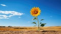 lonely sunflower in field Royalty Free Stock Photo