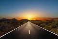 Lonely tar road at sunset Royalty Free Stock Photo