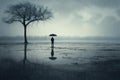 Lonely Teen alone rain. Generate Ai Royalty Free Stock Photo