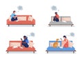 Lonely teenage boy and girl semi flat color vector character set Royalty Free Stock Photo