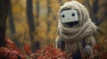Lonely Telepresence Robot In Autumn Woods: A Social Media Portraiture Royalty Free Stock Photo