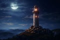 Lonely tower piercing the serene and starlit Royalty Free Stock Photo