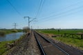 Lonely train track through the countryside