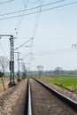 Lonely train track through the countryside