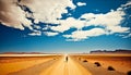 Lonely Traveler on Endless Desert Road, Made with Generative AI