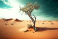 lonely tree clinging to life in harsh conditions of desert Royalty Free Stock Photo