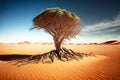 lonely tree that died without water in ruthless desert