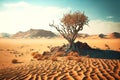 lonely tree that died without water in ruthless desert