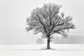 Lonely tree on a field .Lithuania landscape Royalty Free Stock Photo