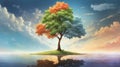 Lonely tree illustration background Royalty Free Stock Photo