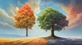 Lonely tree illustration background Royalty Free Stock Photo