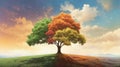 Lonely tree illustration background Royalty Free Stock Photo