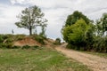 Lonely tree on the hill, rural landscape. Albanian nature Royalty Free Stock Photo