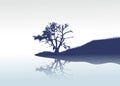 Lonely tree and mirror river Royalty Free Stock Photo