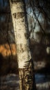 A lonely tree. The trunk of a birch tree. Royalty Free Stock Photo