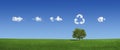 Lonely tree and world map clouds (XXXLarge) Royalty Free Stock Photo