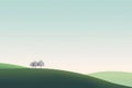 Lonely trees on a green meadow, vector illustration.