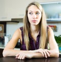 Lonely upset woman in kitchen