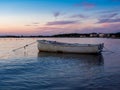 Lonely white boat on the Tuscan sea