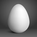 Lonely white egg on a gray background.
