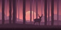 Lonely wildlife reindeer in the forest purple nature landscape