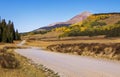 Lonely road through the heart of the Colorado Rocky mountains Royalty Free Stock Photo