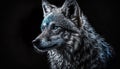 Lonely Wolf With Blue Eyes In The Dark - Generative AI Royalty Free Stock Photo