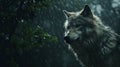 Lonely Wolf In The Rain: A Cinematic Portrait In 4k