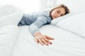 Lonely woman in bed Royalty Free Stock Photo