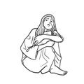 lonely woman, sad and depression vector