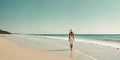 Lonely woman standing absent minded at seaside Royalty Free Stock Photo