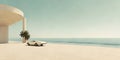 Lonely woman standing absent minded at seaside