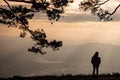 lonely woman standing at the cliff Royalty Free Stock Photo