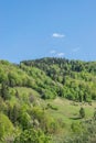 A lonely wooden barn on a hill Royalty Free Stock Photo