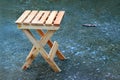 Lonely wooden folding stool