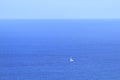 Lonely yacht against the blue sea in Antalya