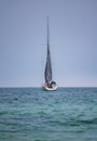 Lonely yacht in open sea Varna Bulgaria 2014 Royalty Free Stock Photo