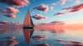 Lonely yacht sailing on the sea at an amazing sunset. Lonely yacht sailing on the sea at an amazing sunset. Sailing Royalty Free Stock Photo