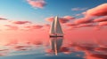 Lonely yacht sailing on the sea at an amazing sunset. Lonely yacht sailing on the sea at an amazing sunset. Sailing Royalty Free Stock Photo