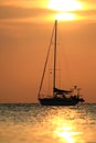 Lonely yacht in the sea Royalty Free Stock Photo