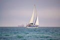 Lonely yacht Varna bay Bulgaria 2014 Royalty Free Stock Photo