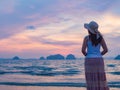 Lonely young woman on the beach,sad concept. Royalty Free Stock Photo