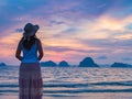 Lonely young woman on the beach,sad concept. Royalty Free Stock Photo