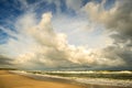 Lonesome beach of the Baltic Sea with cloudy sky